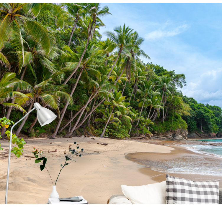 Tapisserie nature oasis tropicale de rivage - TenStickers