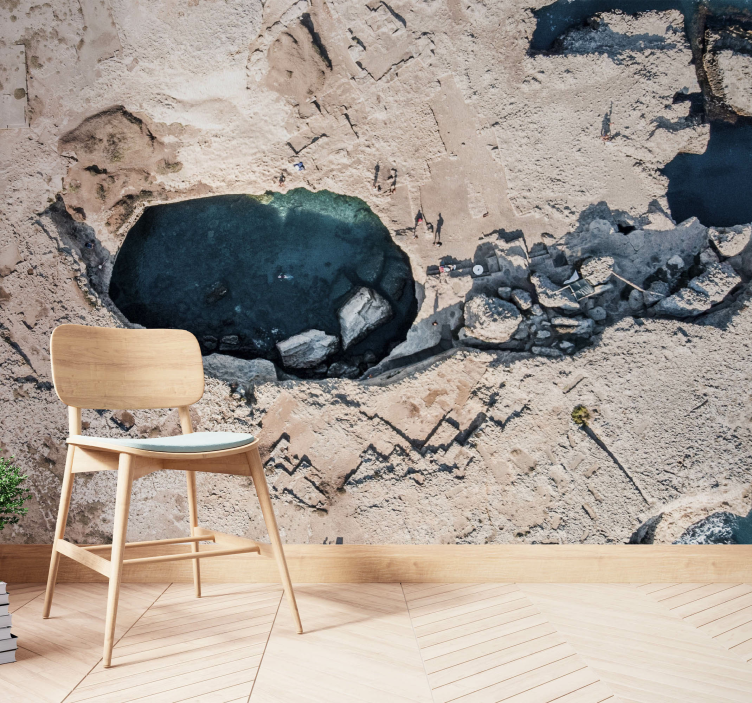 Tapisserie nature piscine océanique rocheuse - TenStickers