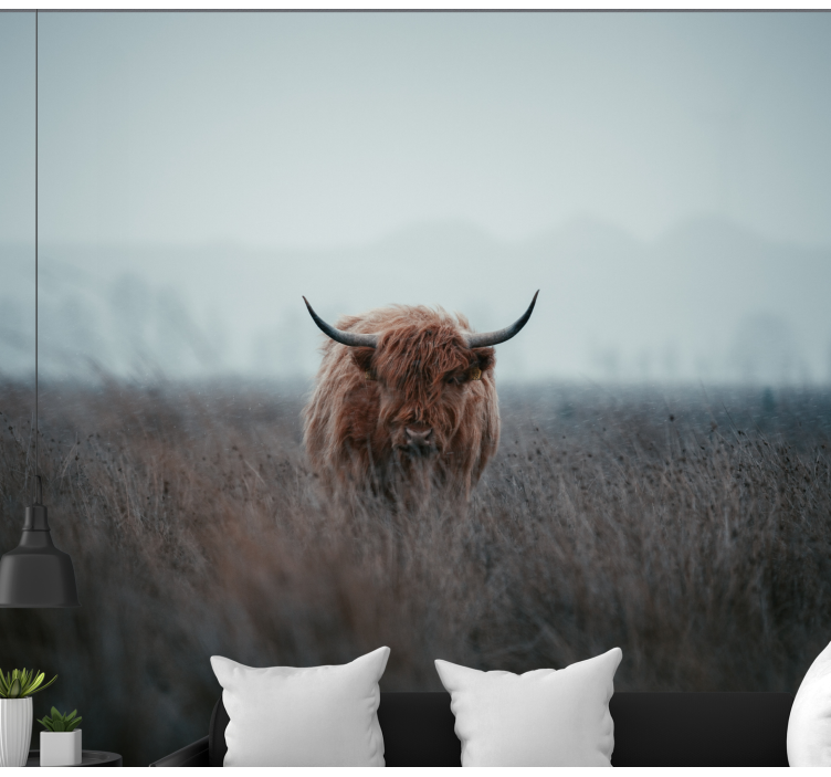 Tapisserie nature vache brune des hautes terres - TenStickers