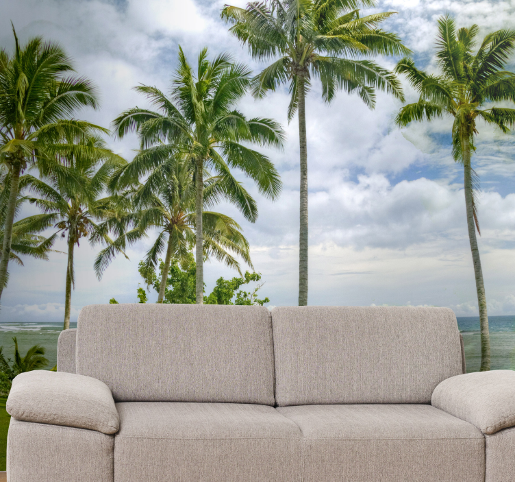 Tapisserie nature vue sur palmiers tropicaux - TenStickers