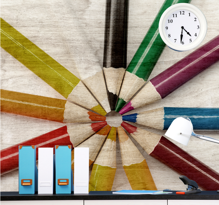 Tapisserie phrase arrangement de crayons colorés - TenStickers