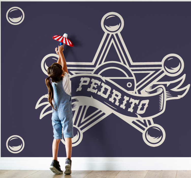Tapisserie chambre enfant insigne de shérif personnalisé - TenStickers