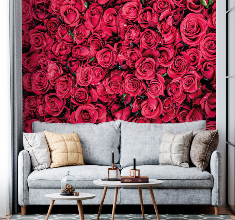 Tapisserie rose fleurs roses Éclatantes - TenStickers