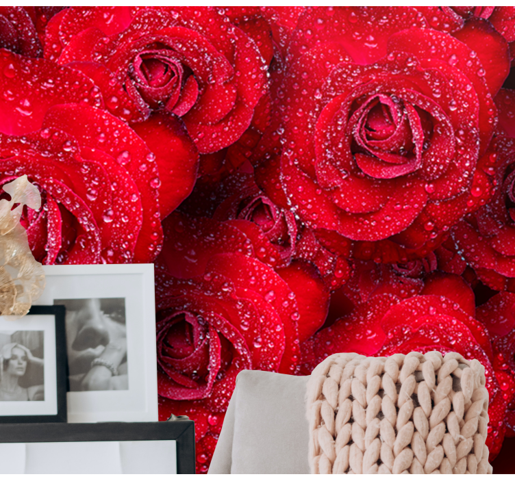 Tapisserie rose roses rouges en fleurs - TenStickers