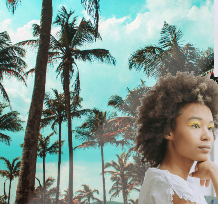 Papier peint salon Beaux palmiers paysage calme - TenStickers