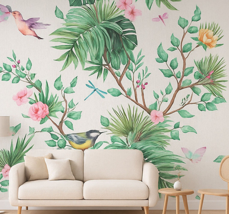 Tapisserie salon conception de jardin tropical - TenStickers