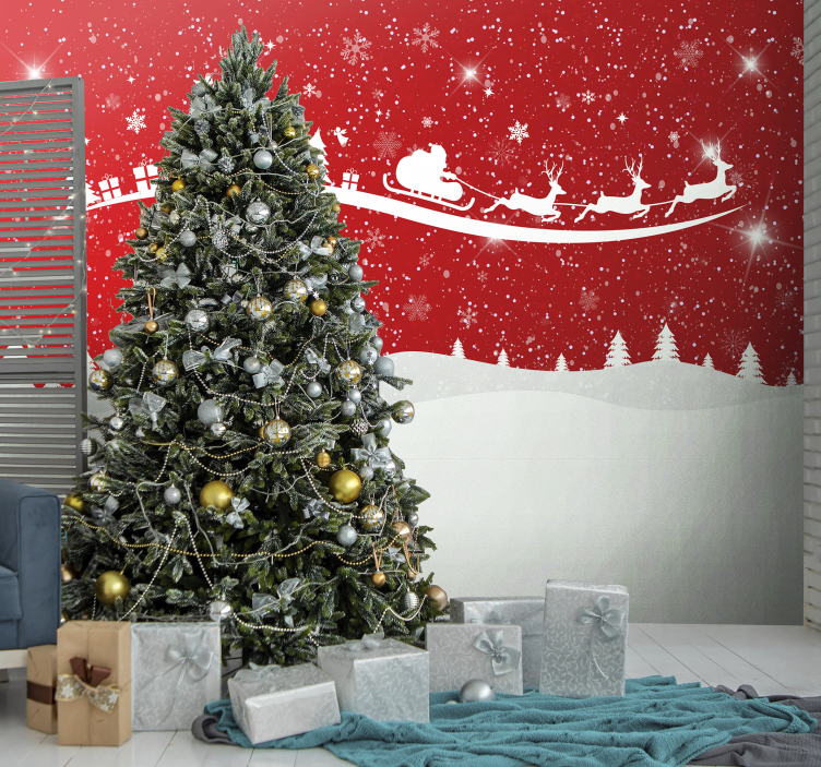Papier peint salon Vague de noël - TenStickers