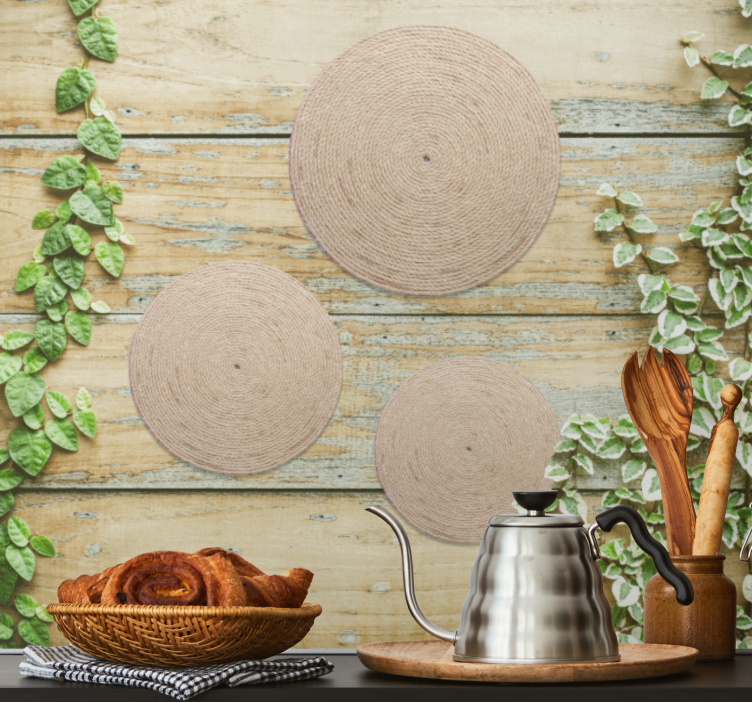 Tapisserie textures et motifs cercles en corde naturelle - TenStickers