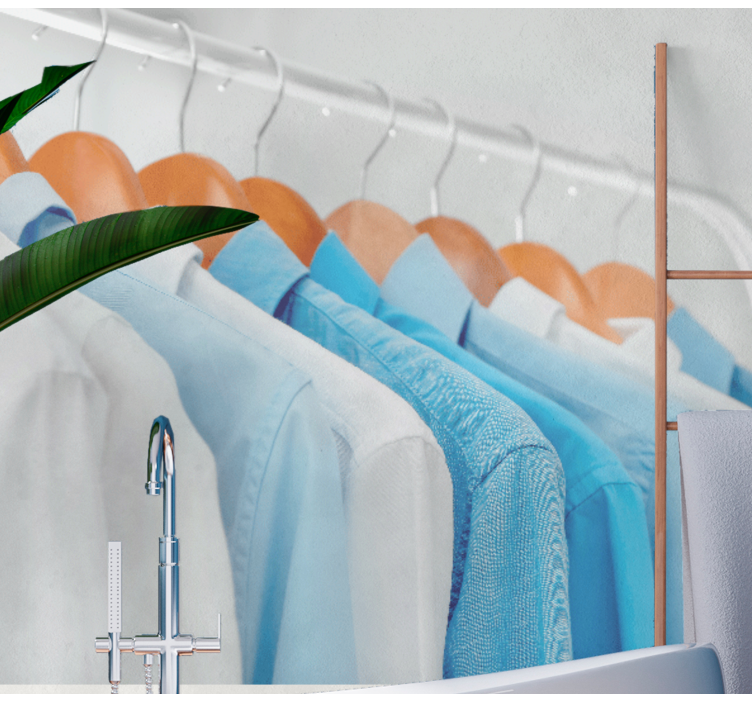 Tapisserie textures et motifs chemises bleues suspendues - TenStickers
