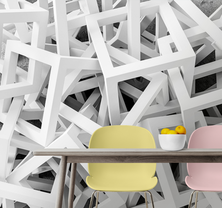 Tapisserie textures et motifs formes blanches abstraites - TenStickers