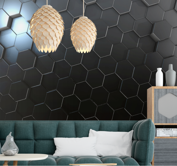 Tapisserie textures et motifs motif hexagonal - TenStickers