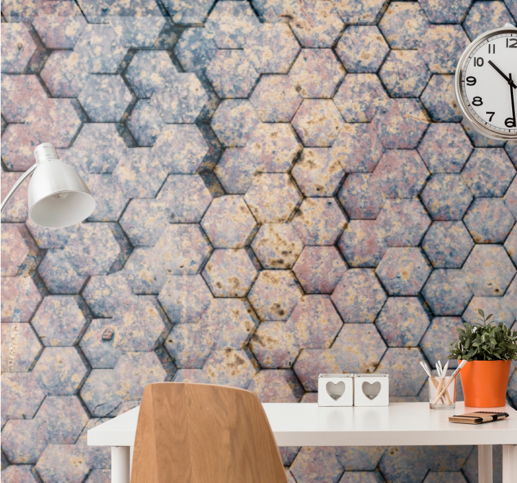 Tapisserie textures et motifs motif pierre hexagonale - TenStickers
