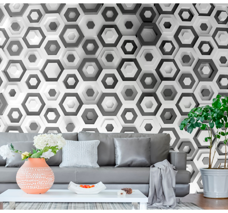 Tapisserie textures et motifs variation de motif hexagonal - TenStickers