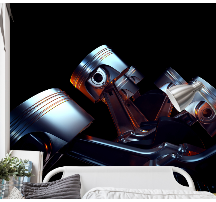 Tapisserie véhicules détail des composants moteur - TenStickers