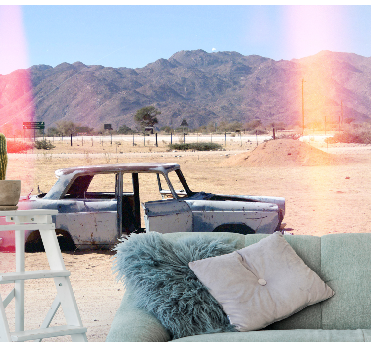 Tapisserie véhicules voiture classique abandonnée - TenStickers