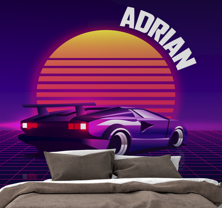 Tapisserie véhicules voiture de course rétro - TenStickers
