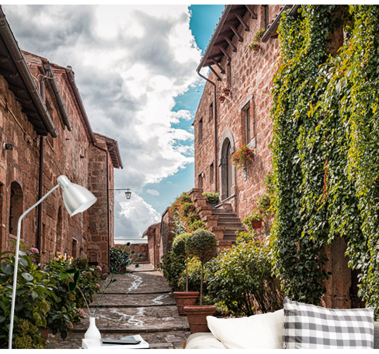 Tapisserie ville charmante rue italienne - TenStickers
