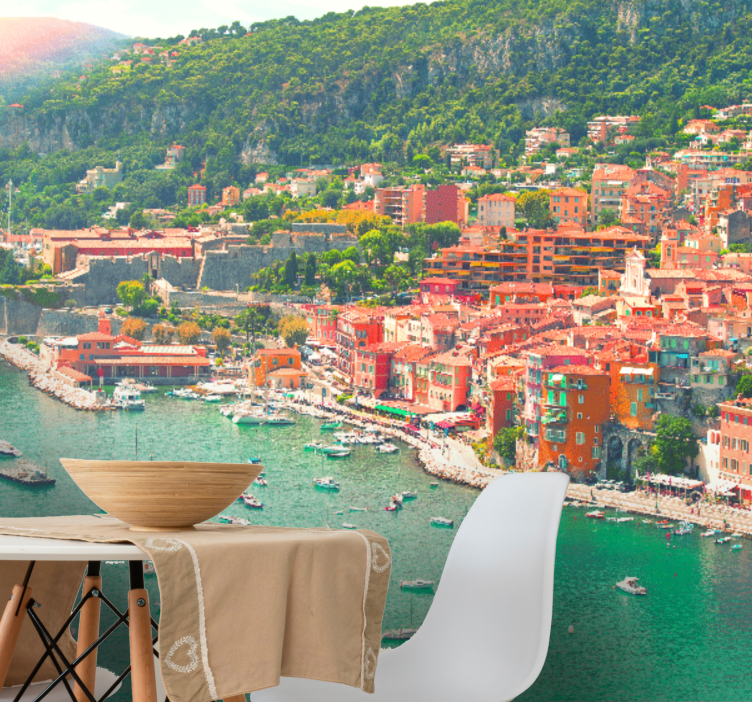 Tapisserie ville perspective du village côtier - TenStickers