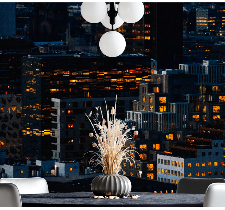 Tapisserie ville soirées urbaines illuminées - TenStickers