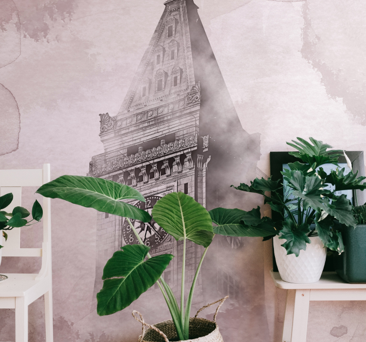 Tapisserie ville tour de l'horloge historique - TenStickers