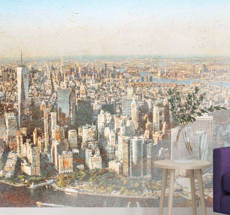Tapisserie ville vue aérienne de manhattan - TenStickers