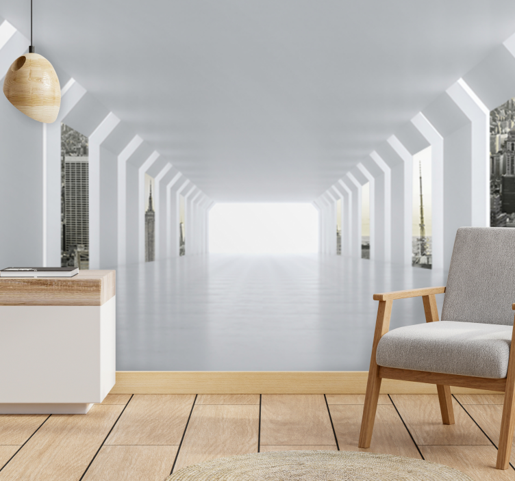 Tapisserie ville vue futuriste de la ville - TenStickers