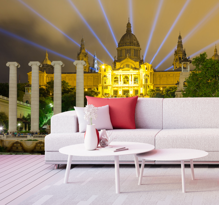 Tapisserie ville veilleuses de barcelone - TenStickers