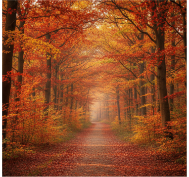 Tapisserie forêt chemin d'arbres d'automne - TenStickers