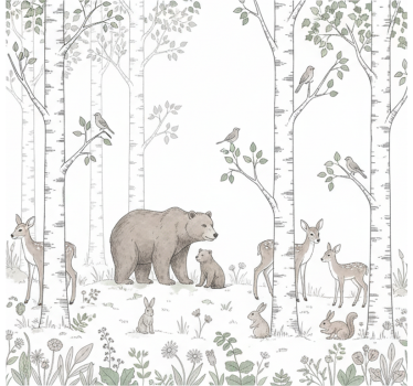 Tapisserie forêt croquis ludique en pleine nature - TenStickers