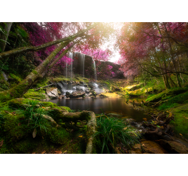 Tapisserie murale jungle sauvage avec cascade - TenStickers
