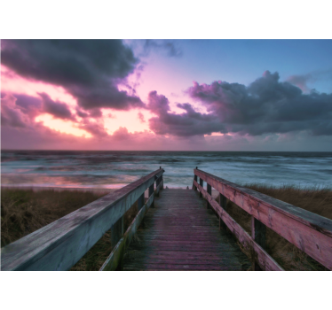 Photo murale ciel Nuages roses et un pont - TenStickers