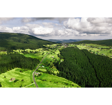 Tapisserie murale paysage collines verdoyantes - TenStickers