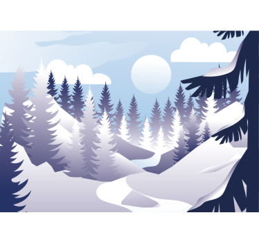 Tapisserie murale paysage scène de forêt d'hiver - TenStickers