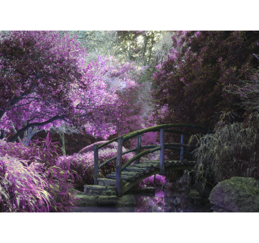 Tapisserie nature paysage de pont serein - TenStickers