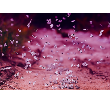 Tapisserie fleur délicate danse des papillons - TenStickers