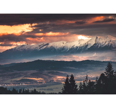 Tapisserie montagne sommets enneigés majestueux - TenStickers