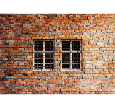 Tapisserie brique fenêtres rustiques - TenStickers