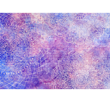 Papier peint brique rouge Mur de briques avec sticker mandala - TenStickers