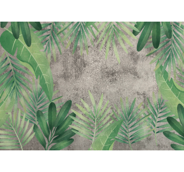 Photo murale de fleurs Plantes tropicales sur imitation béton - TenStickers