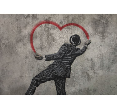 Photo murale art urbain Graffity coeur de banksy - TenStickers