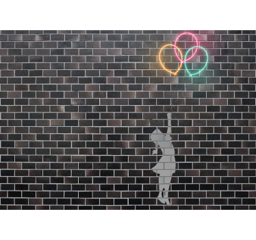 Tapisserie graffiti fille attrapant des ballons - TenStickers