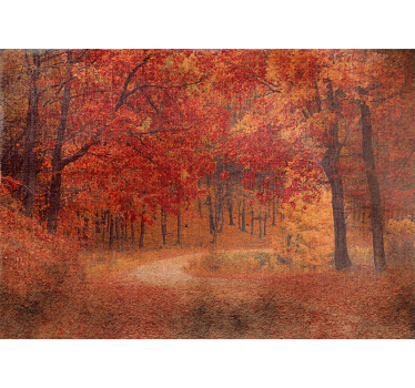 Tapisserie panoramique arbres automne feuilles rouges et oranges - TenStickers