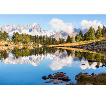 Tapisserie murale paysage réflexion de montagne - TenStickers
