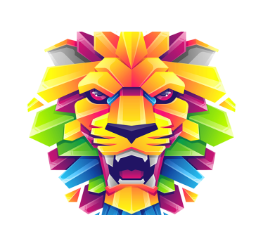 Tapisserie moderne Lion arc-en-ciel géométrique - TenStickers