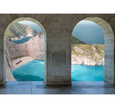 Tapisserie murale paysage arche de vue côtière - TenStickers