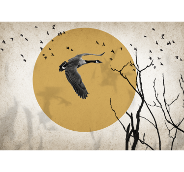 Tapisserie murale animaux silhouette d'oie en vol - TenStickers