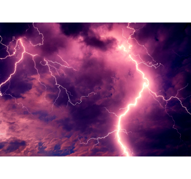 Tapisserie murale ciel mauve nuages et éclairs - TenStickers