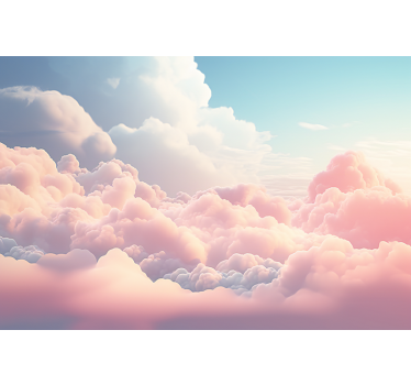 Tapisserie murale enfant paysage de nuages roses - TenStickers