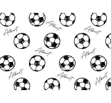 Tapisserie murale chambre enfant ballons de football prénom - TenStickers
