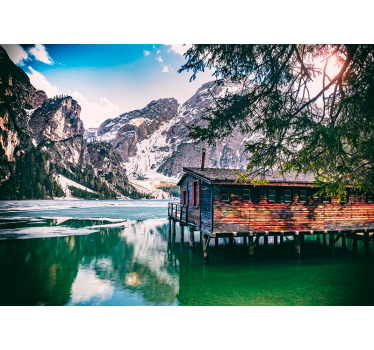 Tapisserie murale paysage vue sur le lac de montagne - TenStickers